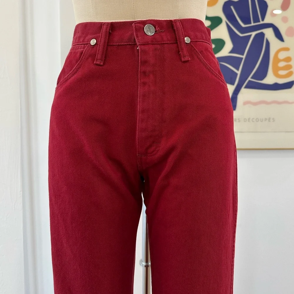 Vintage Wrangler Straight Leg Jeans in Deep Red - Picture 5 of 16